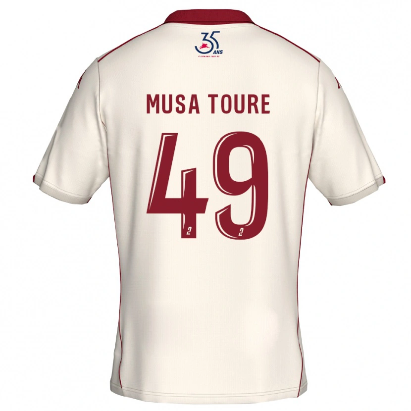 Danxen Kinderen Musa Toure #49 Wit Bourgondisch Uitshirt Uittenue 2025/26 T-Shirt