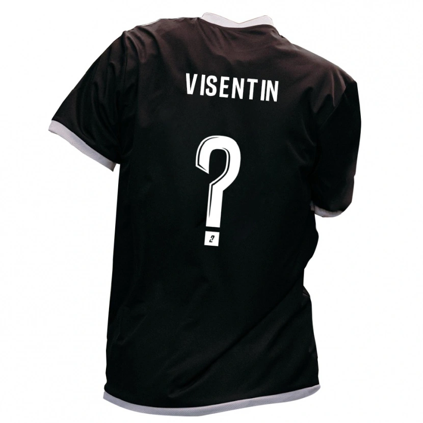 Danxen Kinderen Joao Visentin #0 Zwart Goud Uitshirt Uittenue 2025/26 T-Shirt
