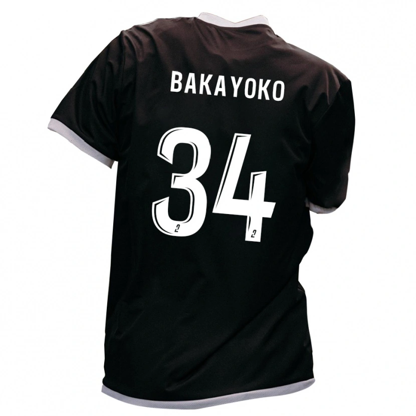 Danxen Kinderen Siaka Bakayoko #34 Zwart Goud Uitshirt Uittenue 2025/26 T-Shirt