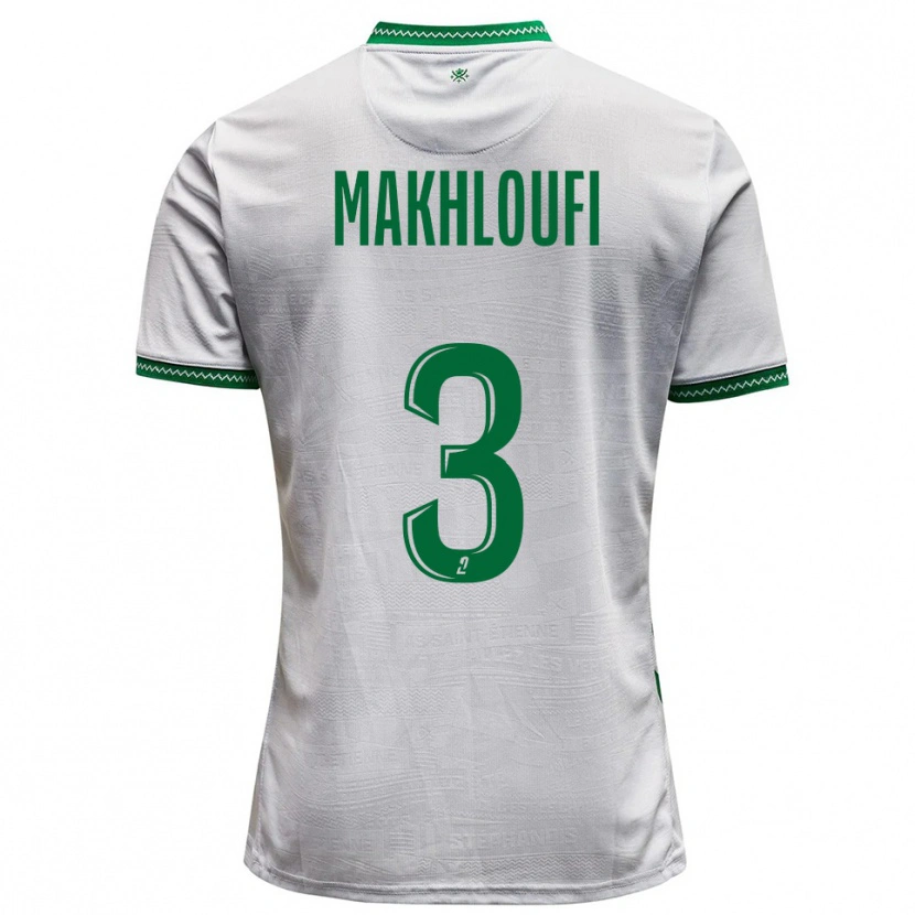 Danxen Kinderen Maedine Makhloufi #3 Wit Groen Uitshirt Uittenue 2025/26 T-Shirt