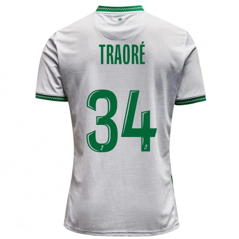 Danxen Kinderen Lassana Traoré #34 Wit Groen Uitshirt Uittenue 2025/26 T-Shirt