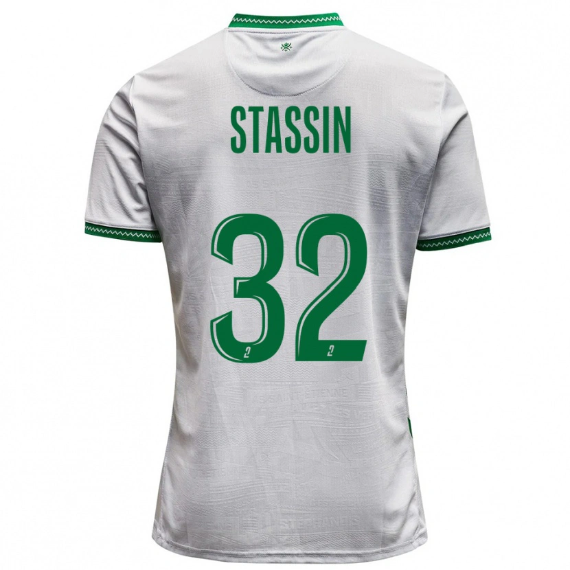 Danxen Kinderen Lucas Stassin #32 Wit Groen Uitshirt Uittenue 2025/26 T-Shirt