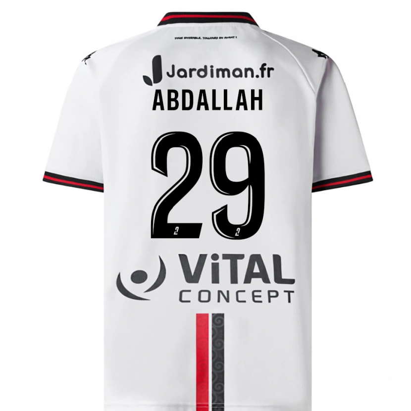 Danxen Kinderen Akim Abdallah #29 Wit Rood Uitshirt Uittenue 2025/26 T-Shirt