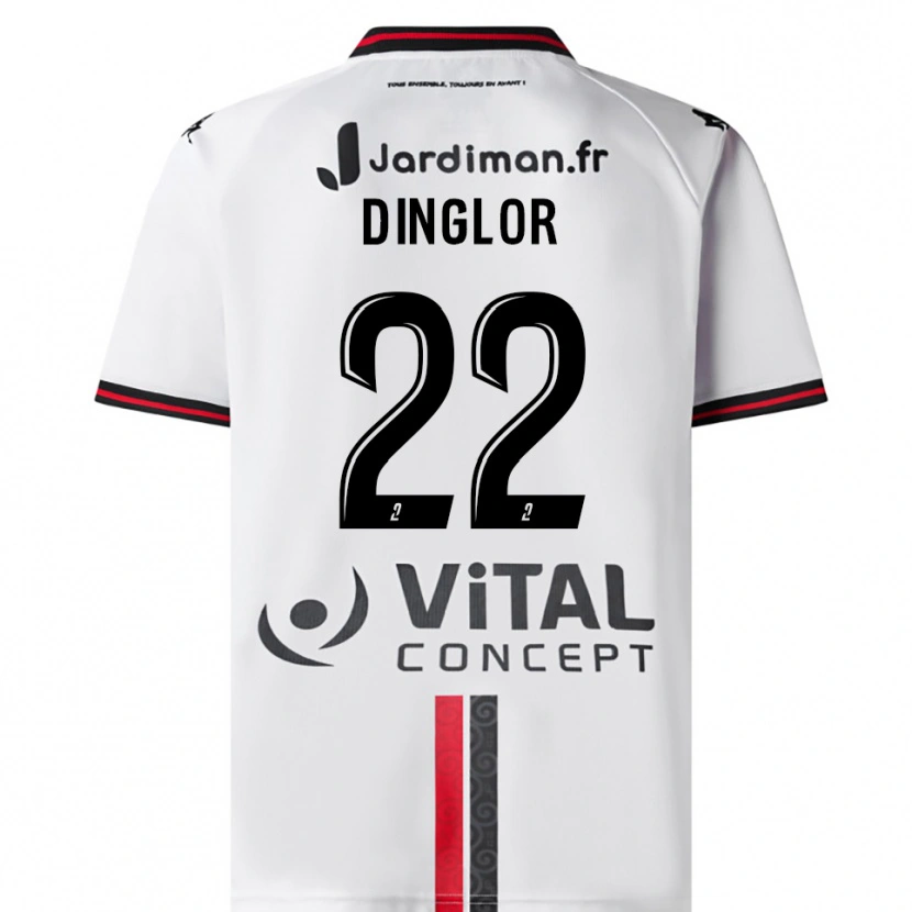 Danxen Kinderen Elodie Dinglor #22 Wit Rood Uitshirt Uittenue 2025/26 T-Shirt