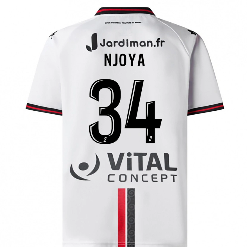 Danxen Kinderen Youssef Njoya #34 Wit Rood Uitshirt Uittenue 2025/26 T-Shirt