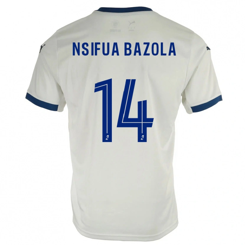 Danxen Kinderen Preston Nsifua Bazola #14 Wit Blauw Uitshirt Uittenue 2025/26 T-Shirt