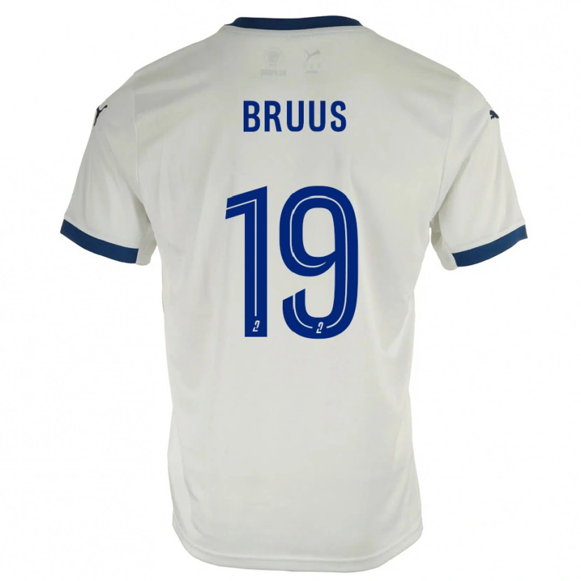 Danxen Kinderen Andreas Bruus #19 Wit Blauw Uitshirt Uittenue 2025/26 T-Shirt