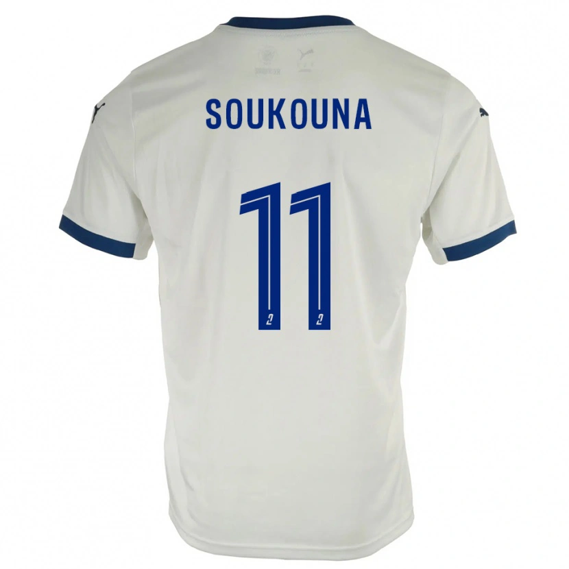 Danxen Kinderen Idrissa Soukouna #11 Wit Blauw Uitshirt Uittenue 2025/26 T-Shirt