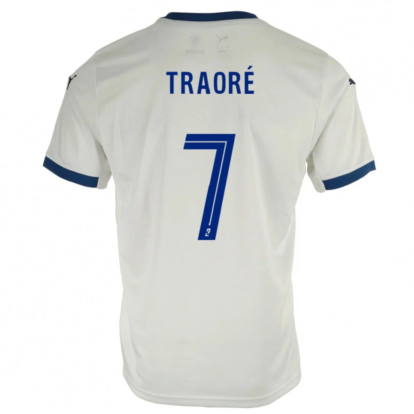 Danxen Kinderen Ibrahim Traoré #7 Wit Blauw Uitshirt Uittenue 2025/26 T-Shirt