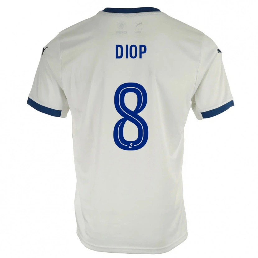 Danxen Kinderen Mouhamed Diop #8 Wit Blauw Uitshirt Uittenue 2025/26 T-Shirt