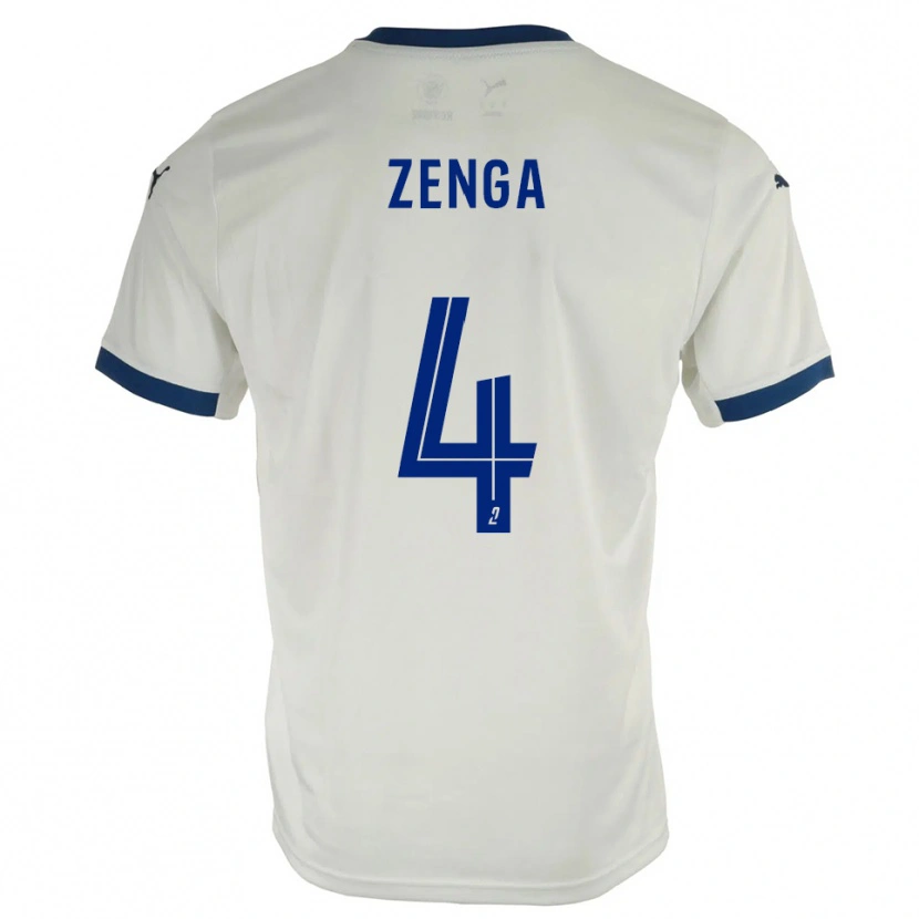 Danxen Kinderen Preston Zenga #4 Wit Blauw Uitshirt Uittenue 2025/26 T-Shirt