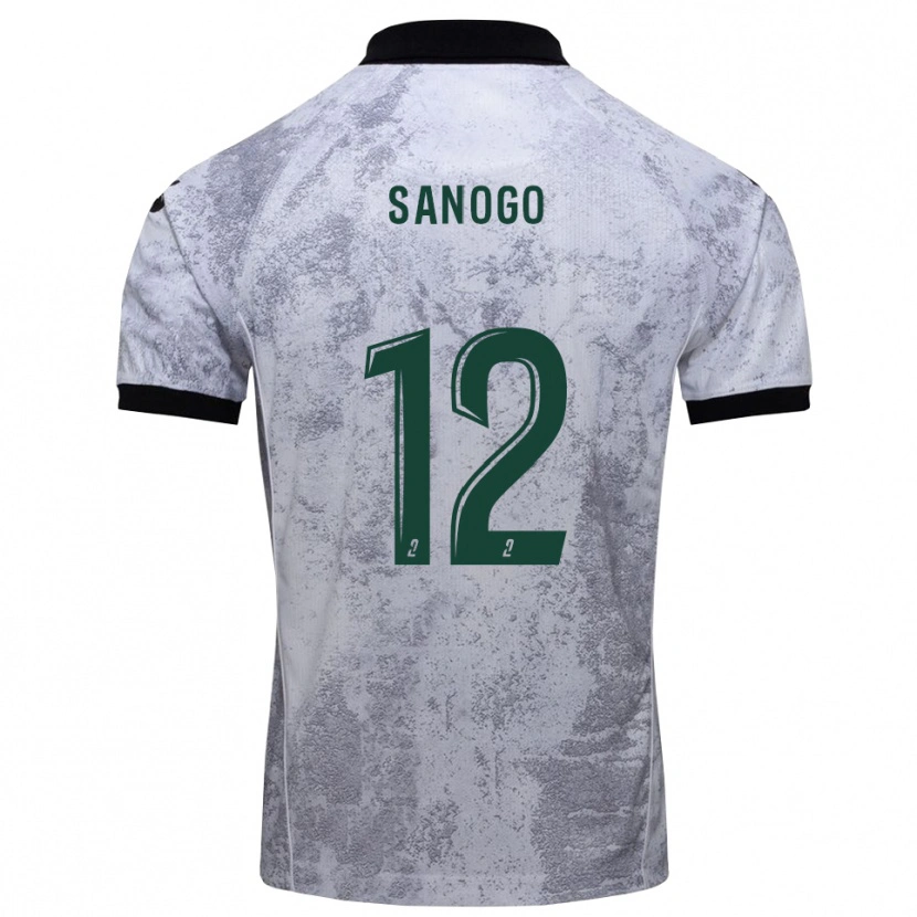 Danxen Kinderen Aboudramane Sanogo #12 Wit Zwart Uitshirt Uittenue 2025/26 T-Shirt