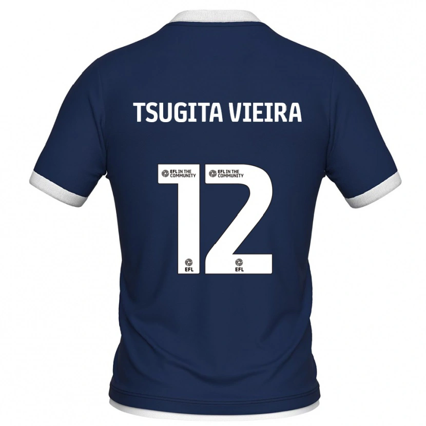 Danxen Heren Sacha Tsugita Vieira #12 Marine Wit Thuisshirt Thuistenue 2025/26 T-Shirt