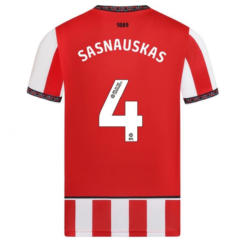 Danxen Heren Dovydas Sasnauskas #4 Rood Wit Thuisshirt Thuistenue 2025/26 T-Shirt