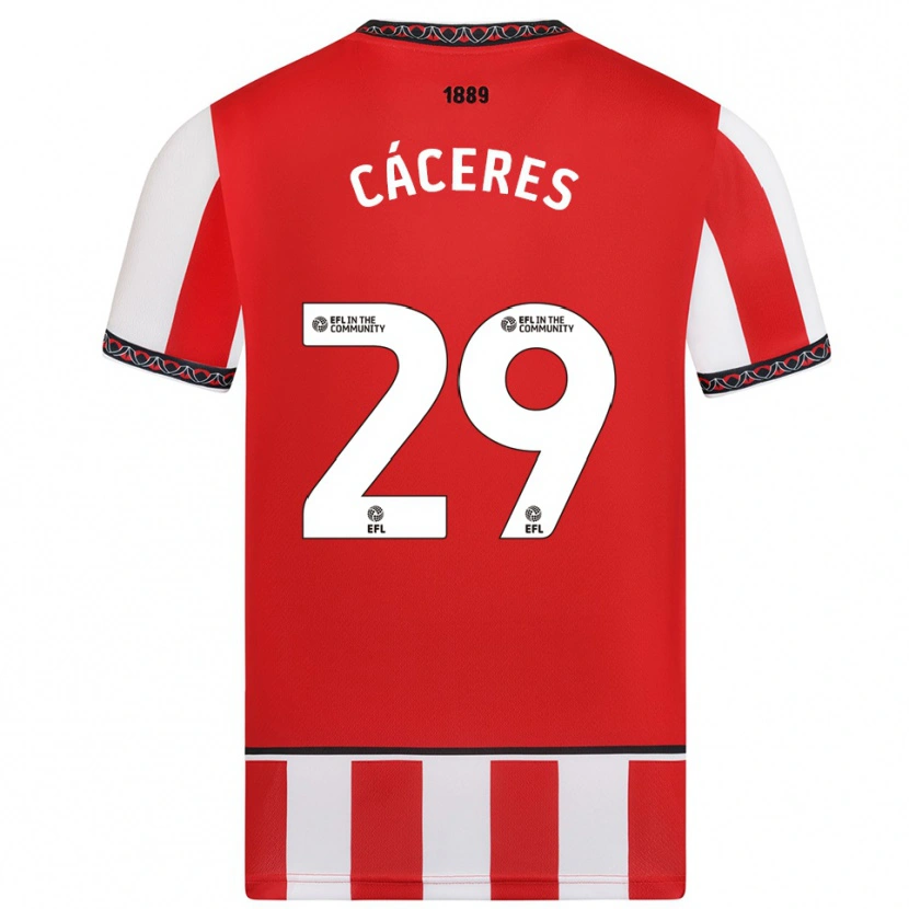 Danxen Heren Jefferson Cáceres #29 Rood Wit Thuisshirt Thuistenue 2025/26 T-Shirt