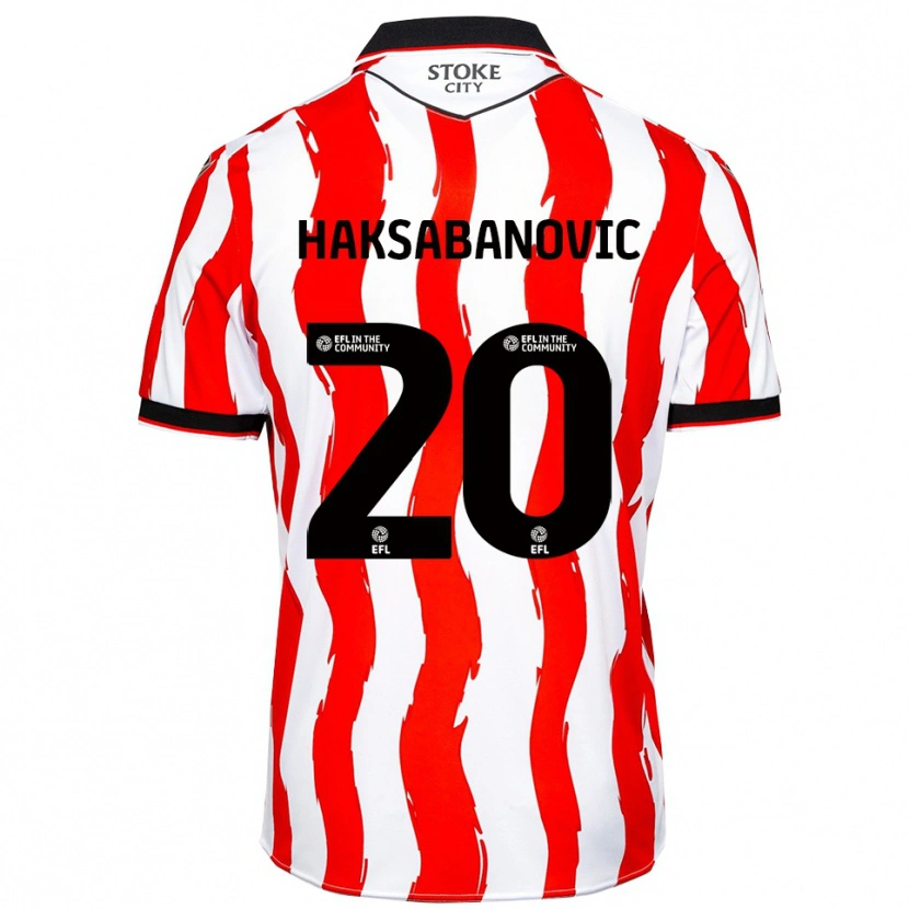Danxen Heren Sead Hakšabanović #20 Wit Rood Thuisshirt Thuistenue 2025/26 T-Shirt