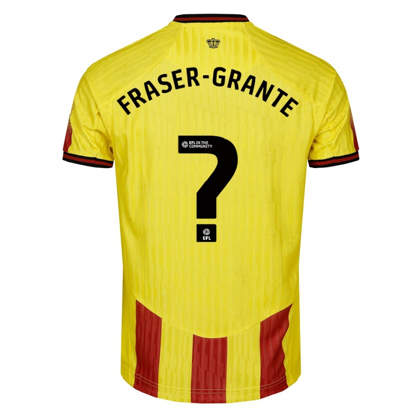 Danxen Heren Zak Fraser-Grante #0 Geel Rood Thuisshirt Thuistenue 2025/26 T-Shirt
