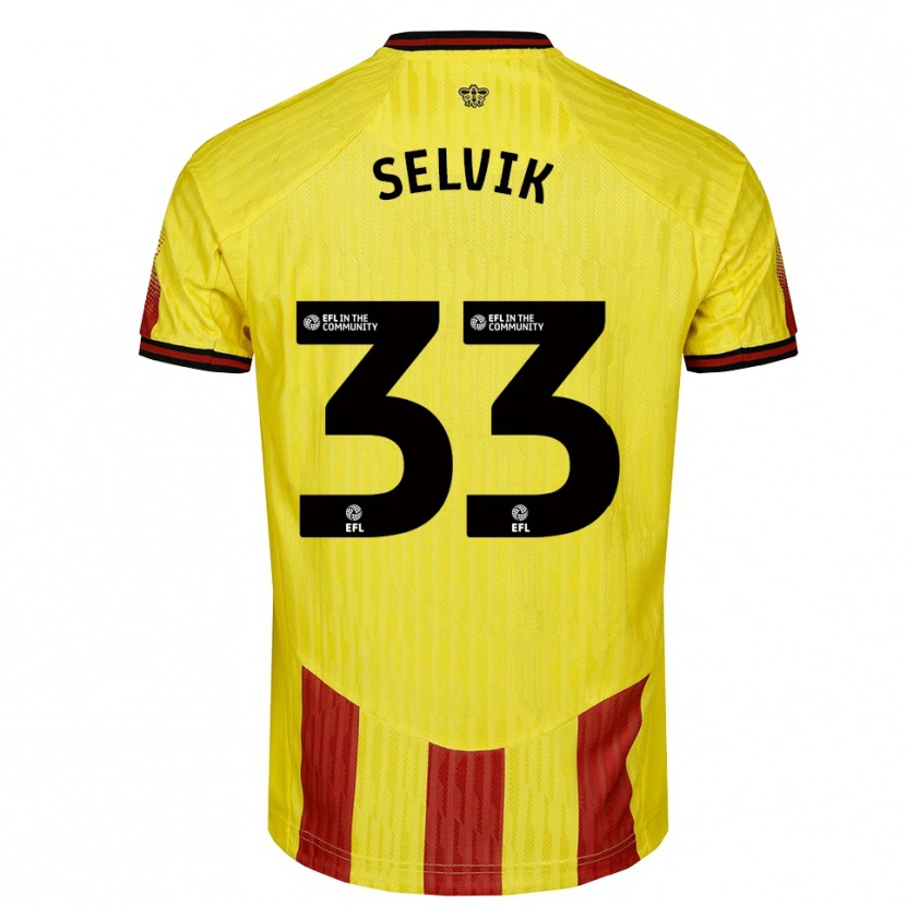 Danxen Heren Egil Selvik #33 Geel Rood Thuisshirt Thuistenue 2025/26 T-Shirt