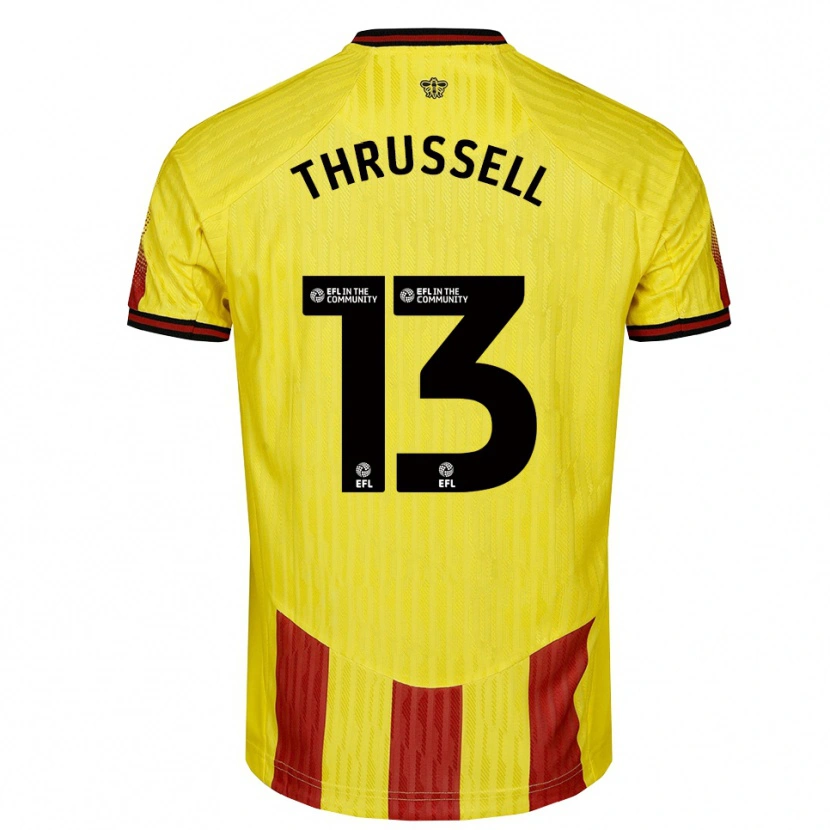 Danxen Heren Sebastian Thrussell #13 Geel Rood Thuisshirt Thuistenue 2025/26 T-Shirt