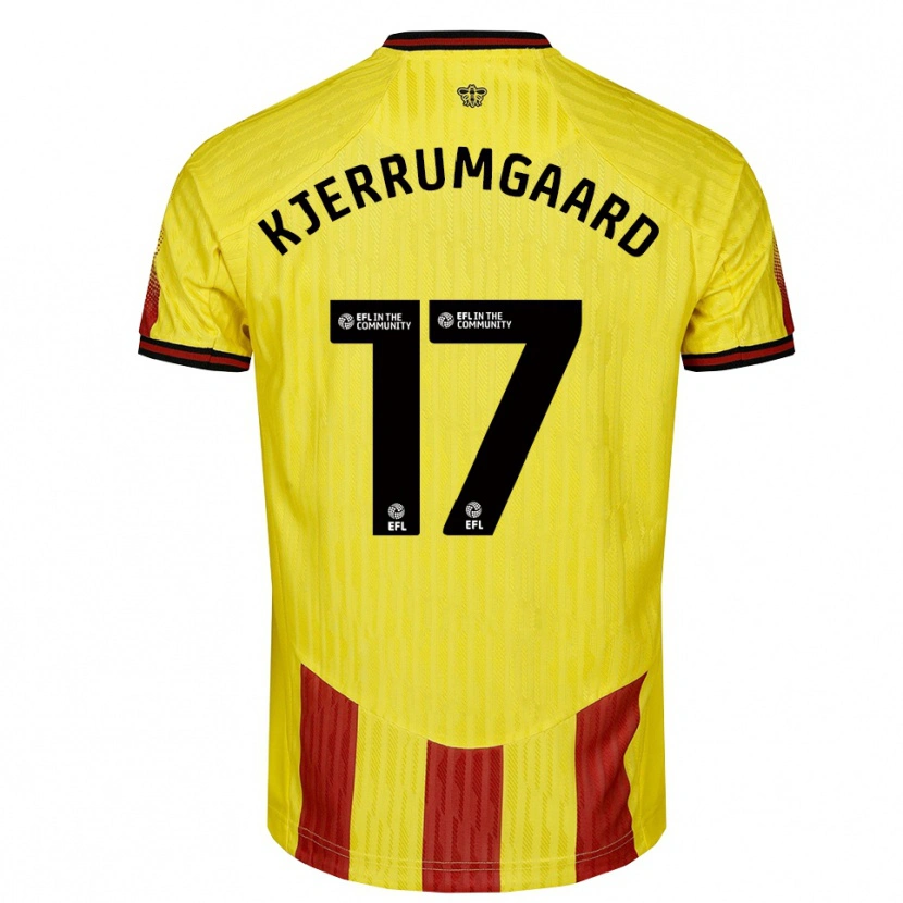 Danxen Heren Luca Kjerrumgaard #17 Geel Rood Thuisshirt Thuistenue 2025/26 T-Shirt