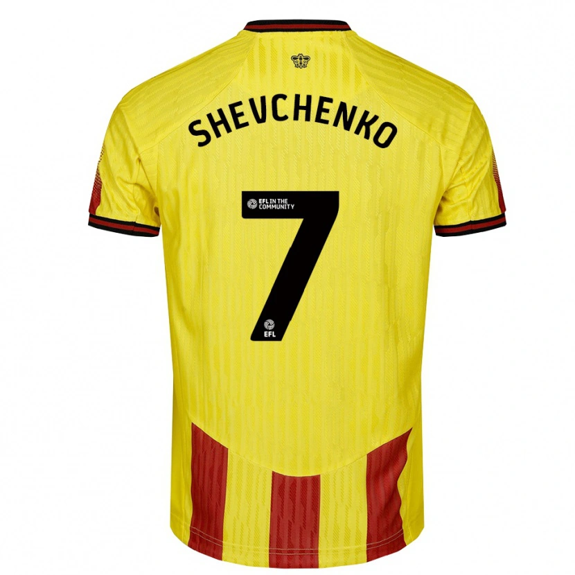 Danxen Heren Kristian Shevchenko #7 Geel Rood Thuisshirt Thuistenue 2025/26 T-Shirt