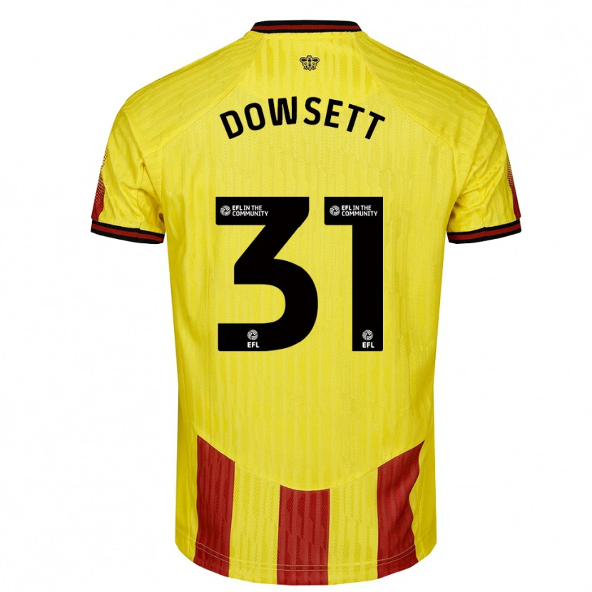 Danxen Heren Rebekah Dowsett #31 Geel Rood Thuisshirt Thuistenue 2025/26 T-Shirt