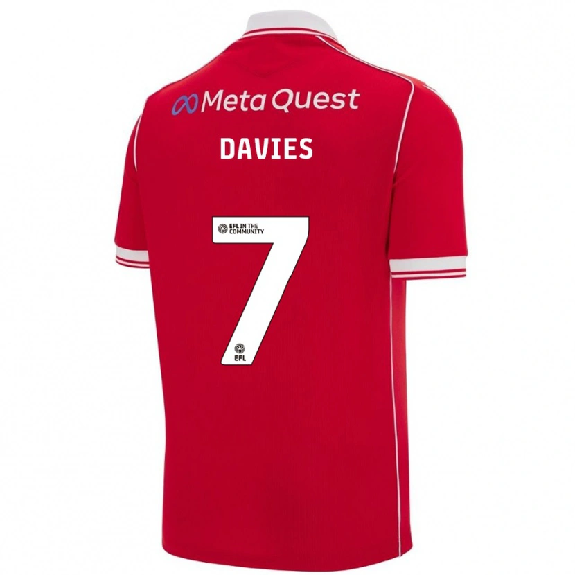 Danxen Heren Jordan Davies #7 Rood Wit Thuisshirt Thuistenue 2025/26 T-Shirt