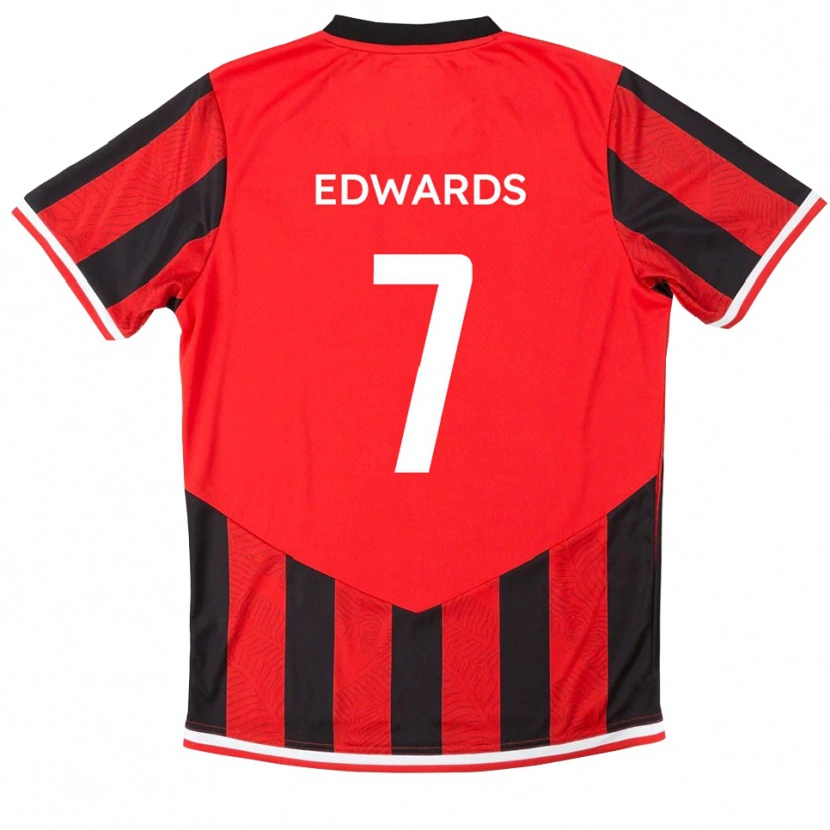 Danxen Heren Gwion Edwards #7 Rood Zwart Thuisshirt Thuistenue 2025/26 T-Shirt