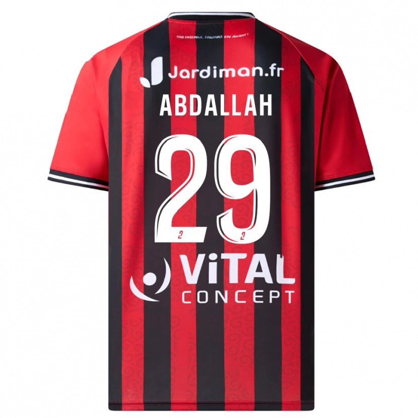 Danxen Heren Akim Abdallah #29 Rood Zwart Thuisshirt Thuistenue 2025/26 T-Shirt