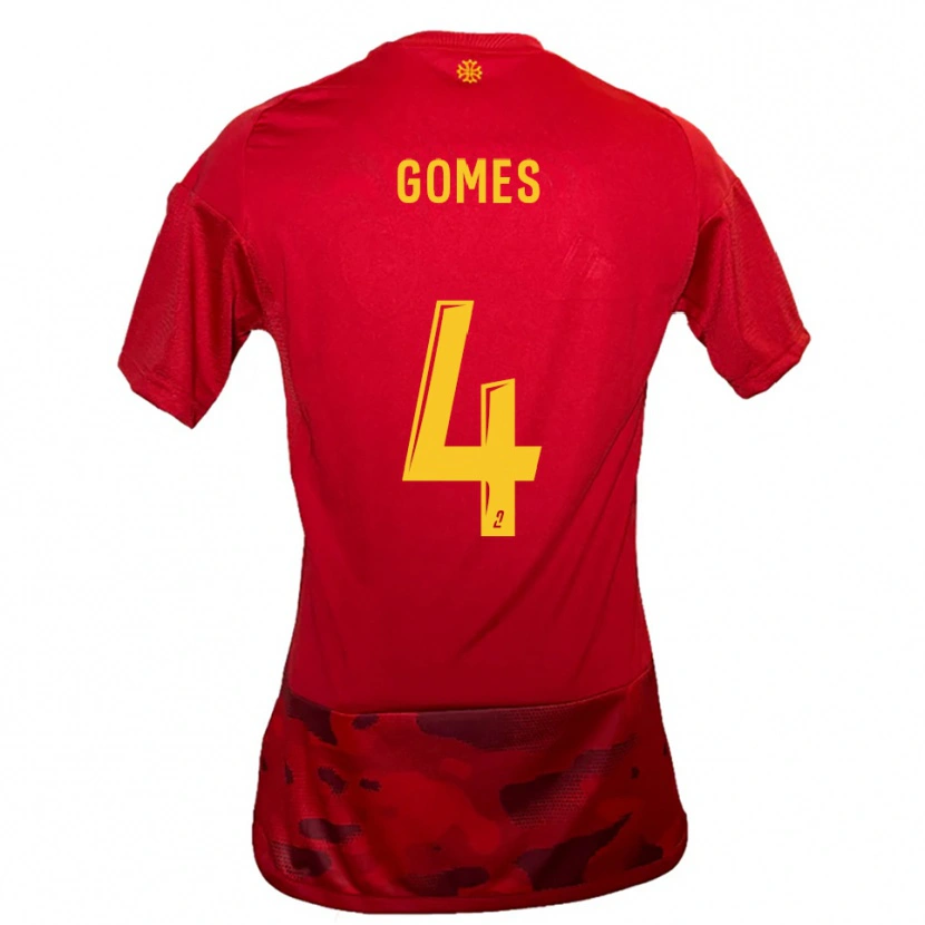 Danxen Heren Paul Gomes #4 Rood Geel Thuisshirt Thuistenue 2025/26 T-Shirt