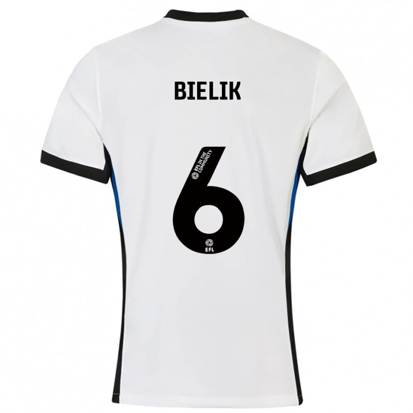 Danxen Heren Krystian Bielik #6 Wit Blauw Uitshirt Uittenue 2025/26 T-Shirt