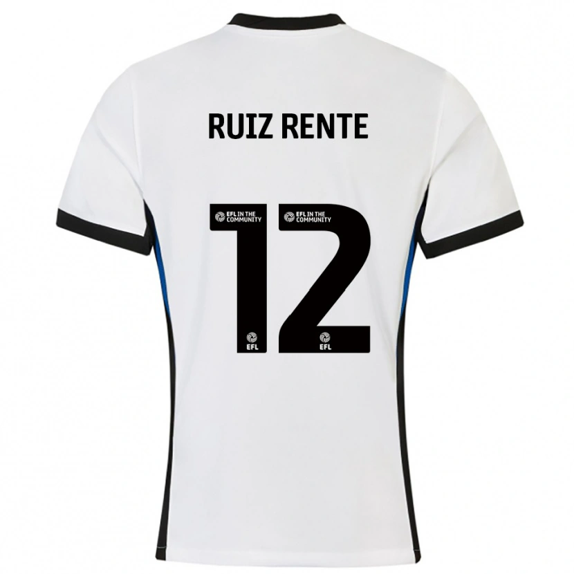 Danxen Heren Álvaro Ruiz Rente #12 Wit Blauw Uitshirt Uittenue 2025/26 T-Shirt