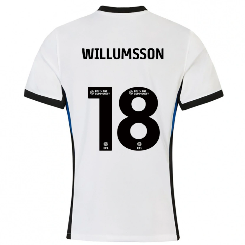 Danxen Heren Willum Thór Willumsson #18 Wit Blauw Uitshirt Uittenue 2025/26 T-Shirt
