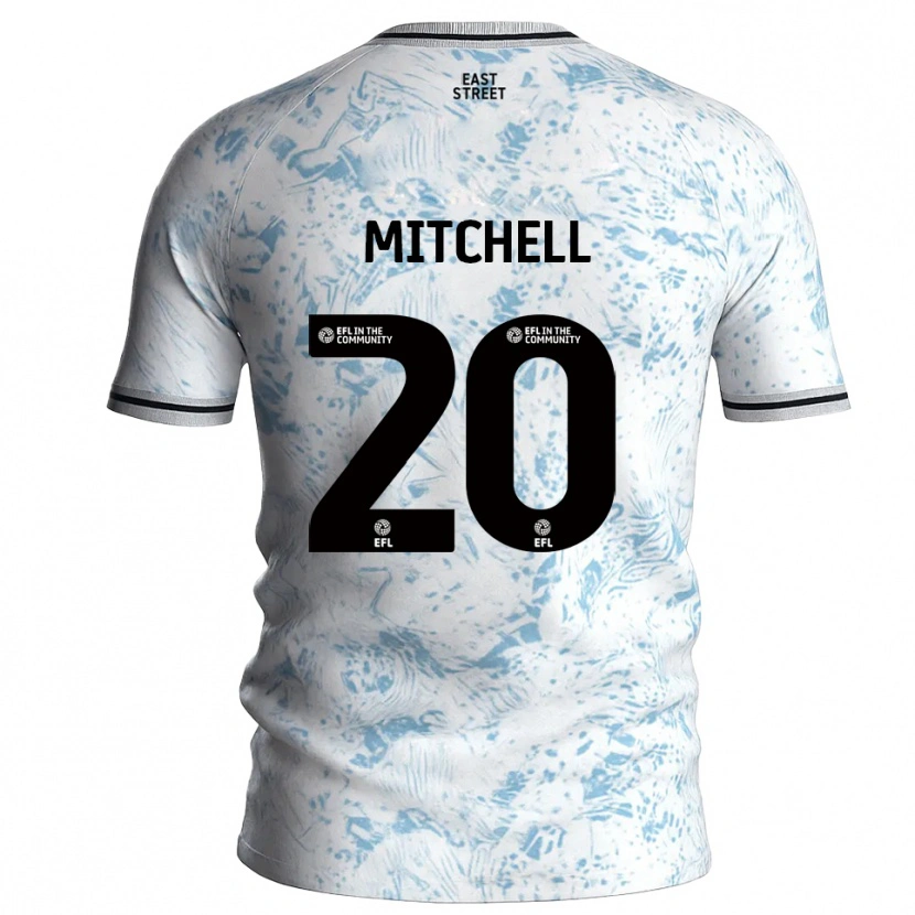 Danxen Heren Zach Mitchell #20 Wit Hemelsblauw Uitshirt Uittenue 2025/26 T-Shirt