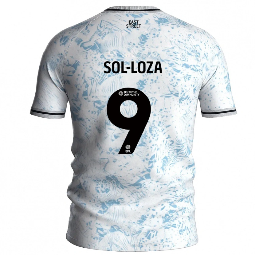 Danxen Heren Emmanuel Sol-Loza #9 Wit Hemelsblauw Uitshirt Uittenue 2025/26 T-Shirt