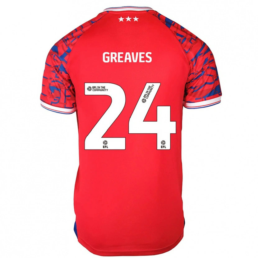 Danxen Heren Jacob Greaves #24 Rood Blauw Uitshirt Uittenue 2025/26 T-Shirt