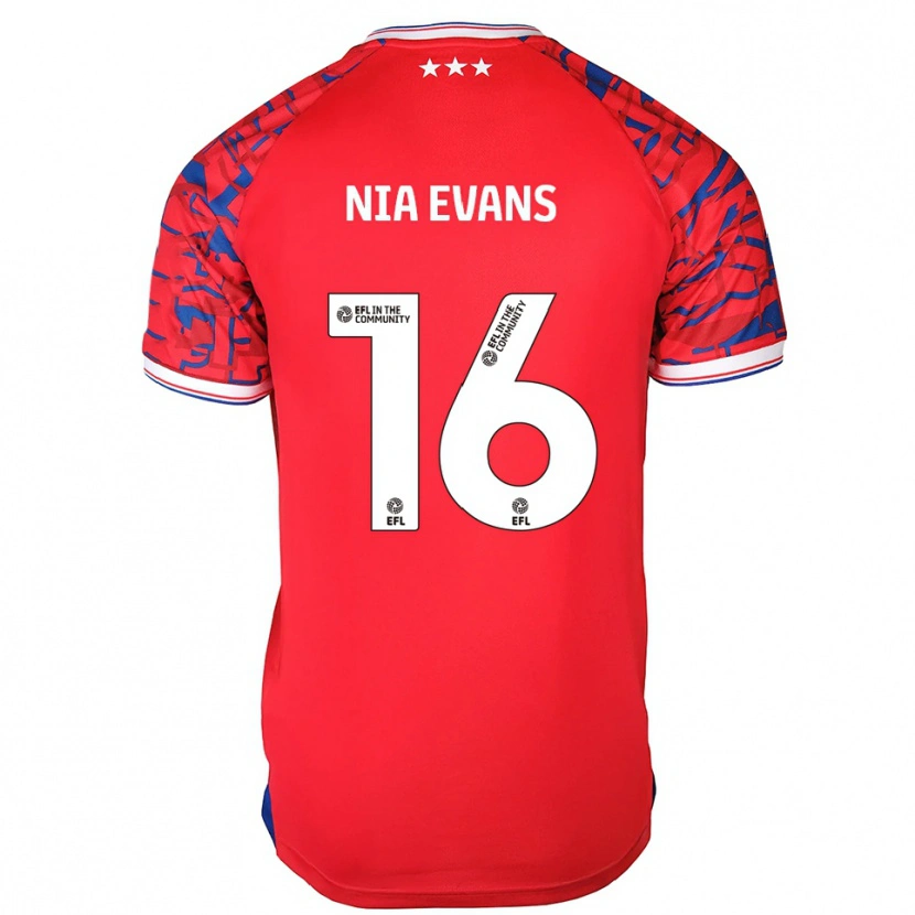 Danxen Heren Nia Evans #16 Rood Blauw Uitshirt Uittenue 2025/26 T-Shirt