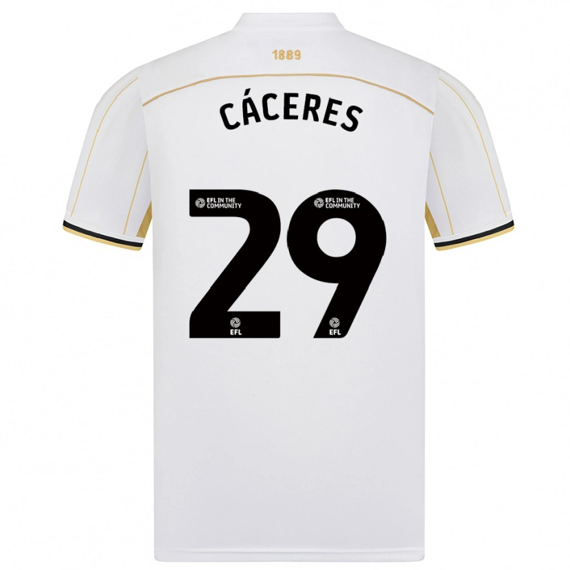 Danxen Heren Jefferson Cáceres #29 Wit Goud Uitshirt Uittenue 2025/26 T-Shirt