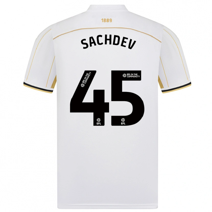Danxen Heren Sai Sachdev #45 Wit Goud Uitshirt Uittenue 2025/26 T-Shirt