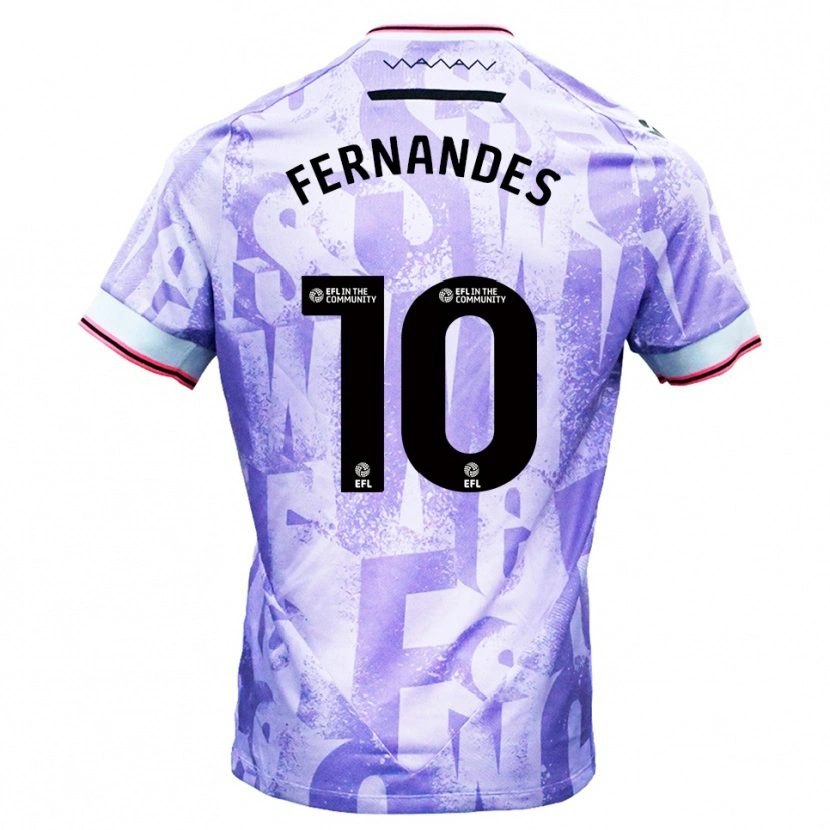 Danxen Heren Bruno Fernandes #10 Lila Wit Uitshirt Uittenue 2025/26 T-Shirt