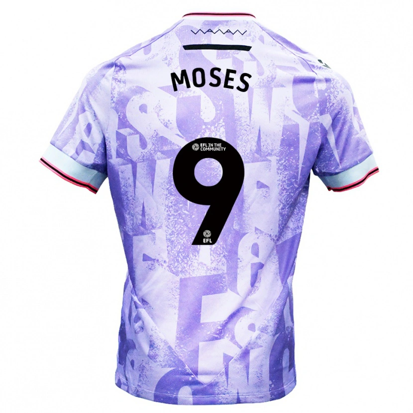 Danxen Heren Devlan Moses #9 Lila Wit Uitshirt Uittenue 2025/26 T-Shirt