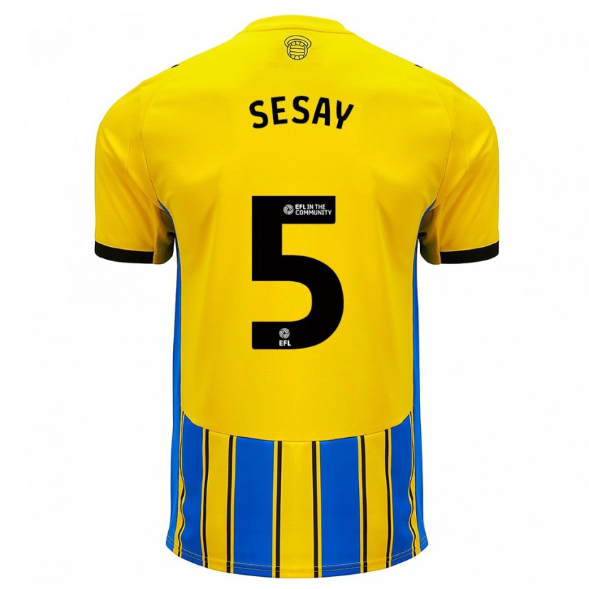 Danxen Heren Moses Sesay #5 Blauw Geel Uitshirt Uittenue 2025/26 T-Shirt