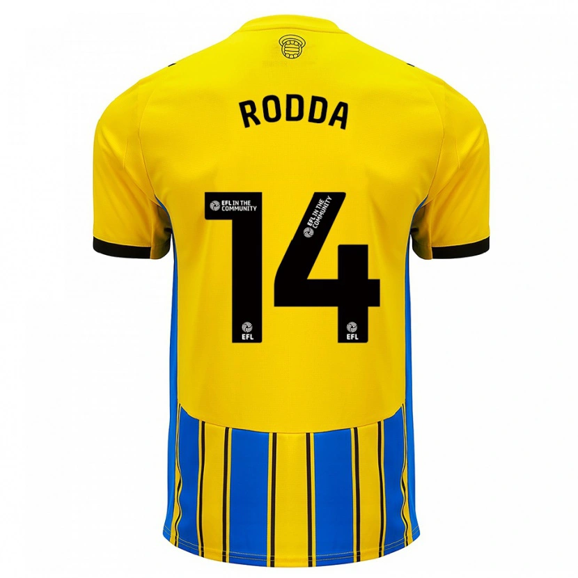 Danxen Heren Harry Rodda #14 Blauw Geel Uitshirt Uittenue 2025/26 T-Shirt