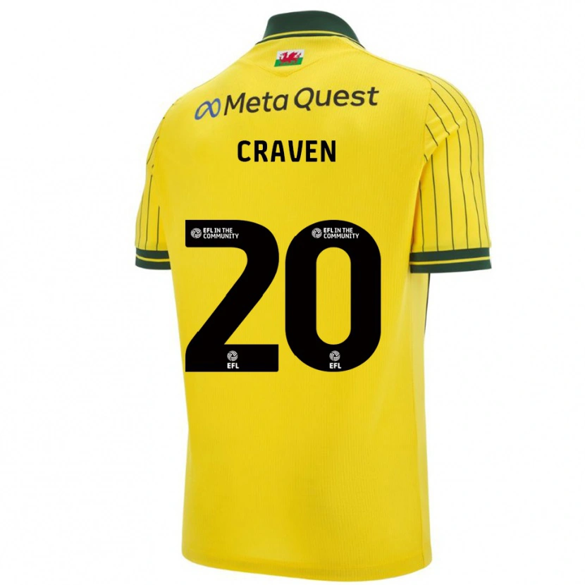 Danxen Heren Lizzie Craven #20 Geel Groen Uitshirt Uittenue 2025/26 T-Shirt