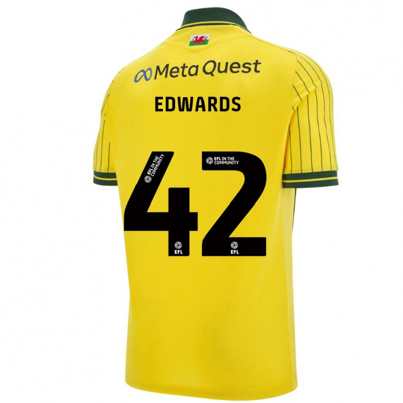 Danxen Heren Callum Edwards #42 Geel Groen Uitshirt Uittenue 2025/26 T-Shirt