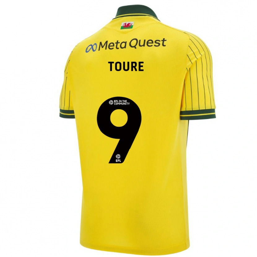 Danxen Heren Yassine Touré #9 Geel Groen Uitshirt Uittenue 2025/26 T-Shirt