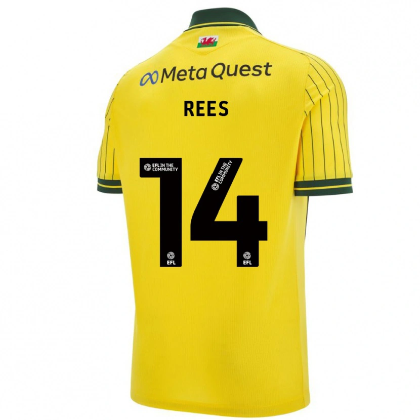 Danxen Heren Joe Rees #14 Geel Groen Uitshirt Uittenue 2025/26 T-Shirt
