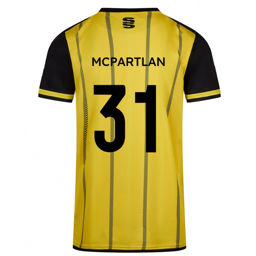 Danxen Heren Cian Mcpartlan #31 Geel Zwart Uitshirt Uittenue 2025/26 T-Shirt