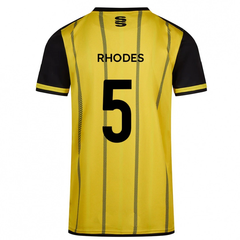 Danxen Heren Alex Rhodes #5 Geel Zwart Uitshirt Uittenue 2025/26 T-Shirt