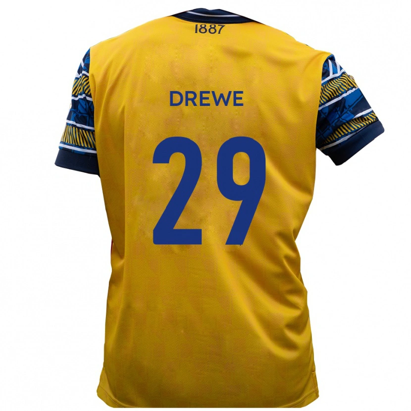 Danxen Heren Aaron Drewe #29 Geel Zwart Uitshirt Uittenue 2025/26 T-Shirt